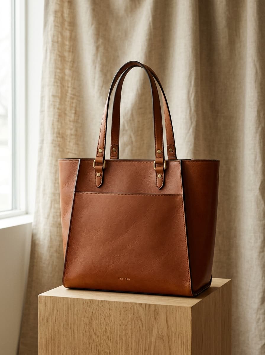 Bolso Tote Escultural en Piel Coñac