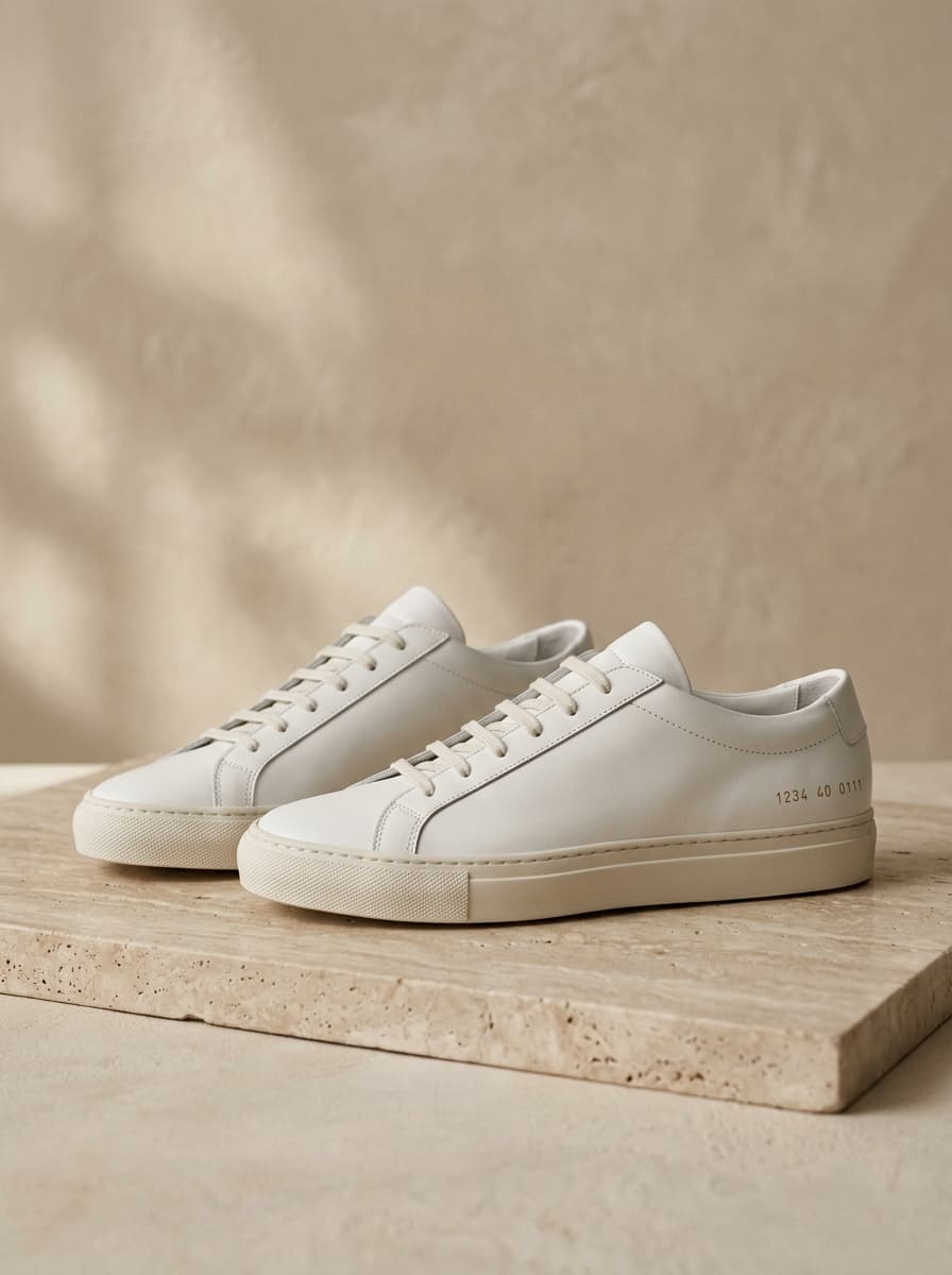 Sneakers Minimalistas en Piel Nappa Blanca